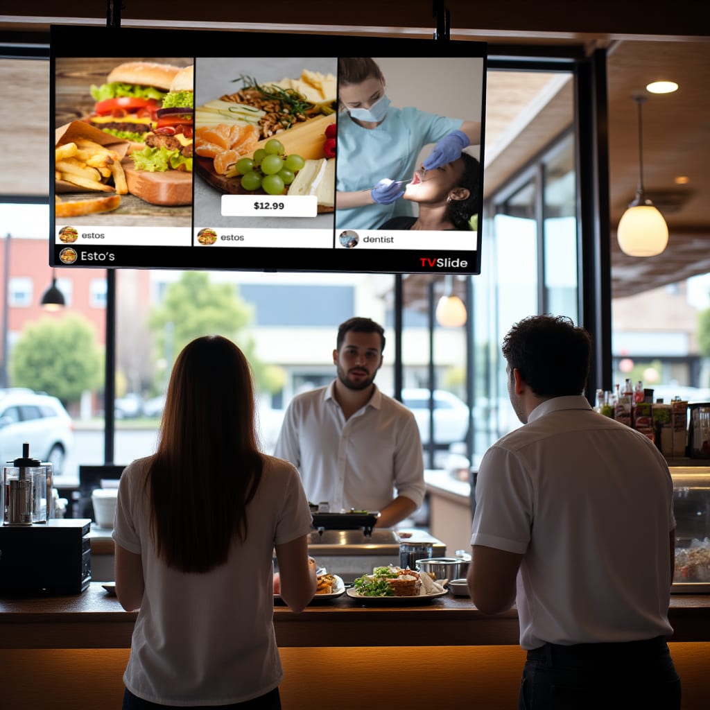 TVSlide in a medium-sized venue like a restaurant or lounge
