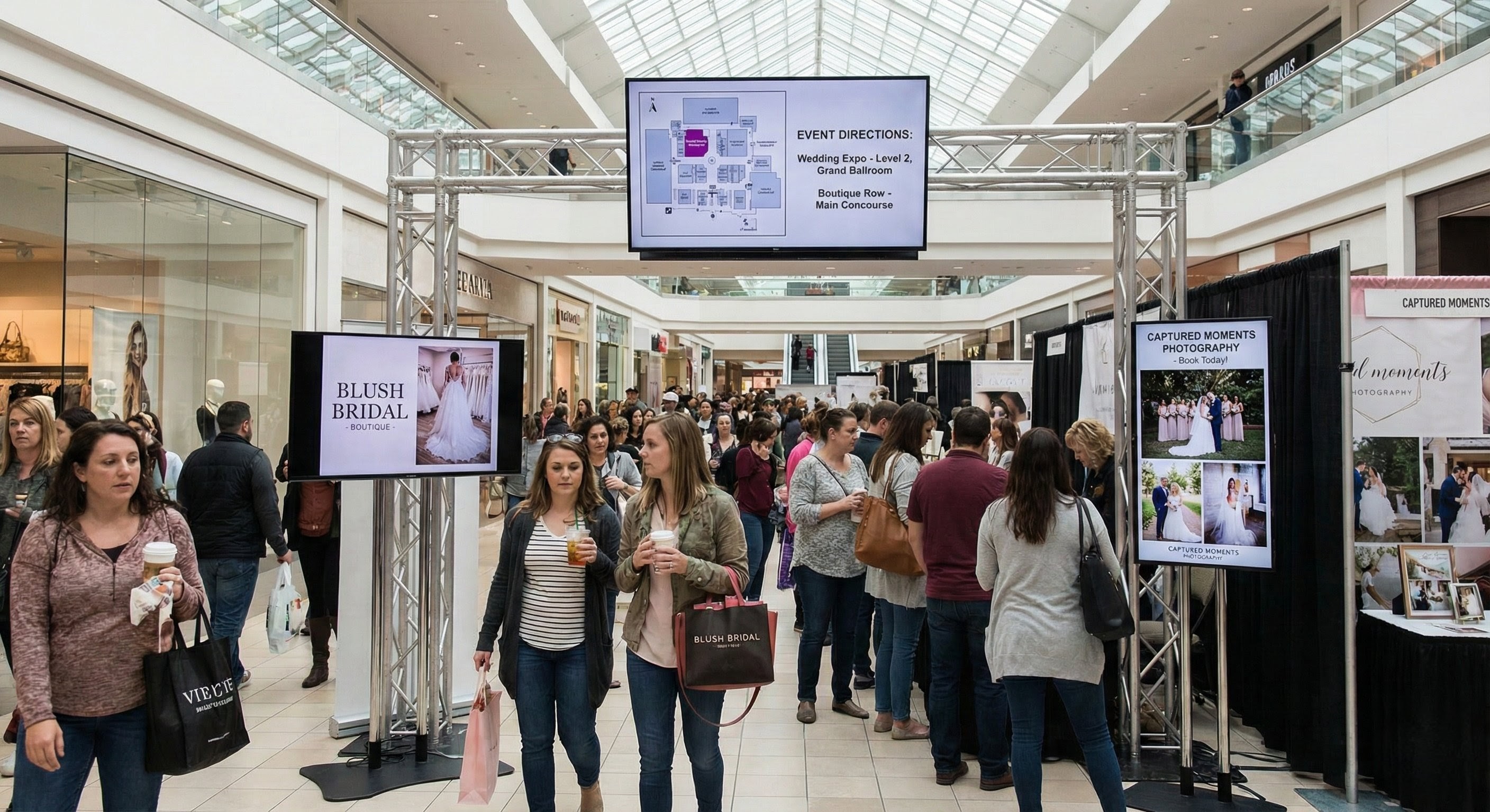 mall inside view with tvslide private digital signage